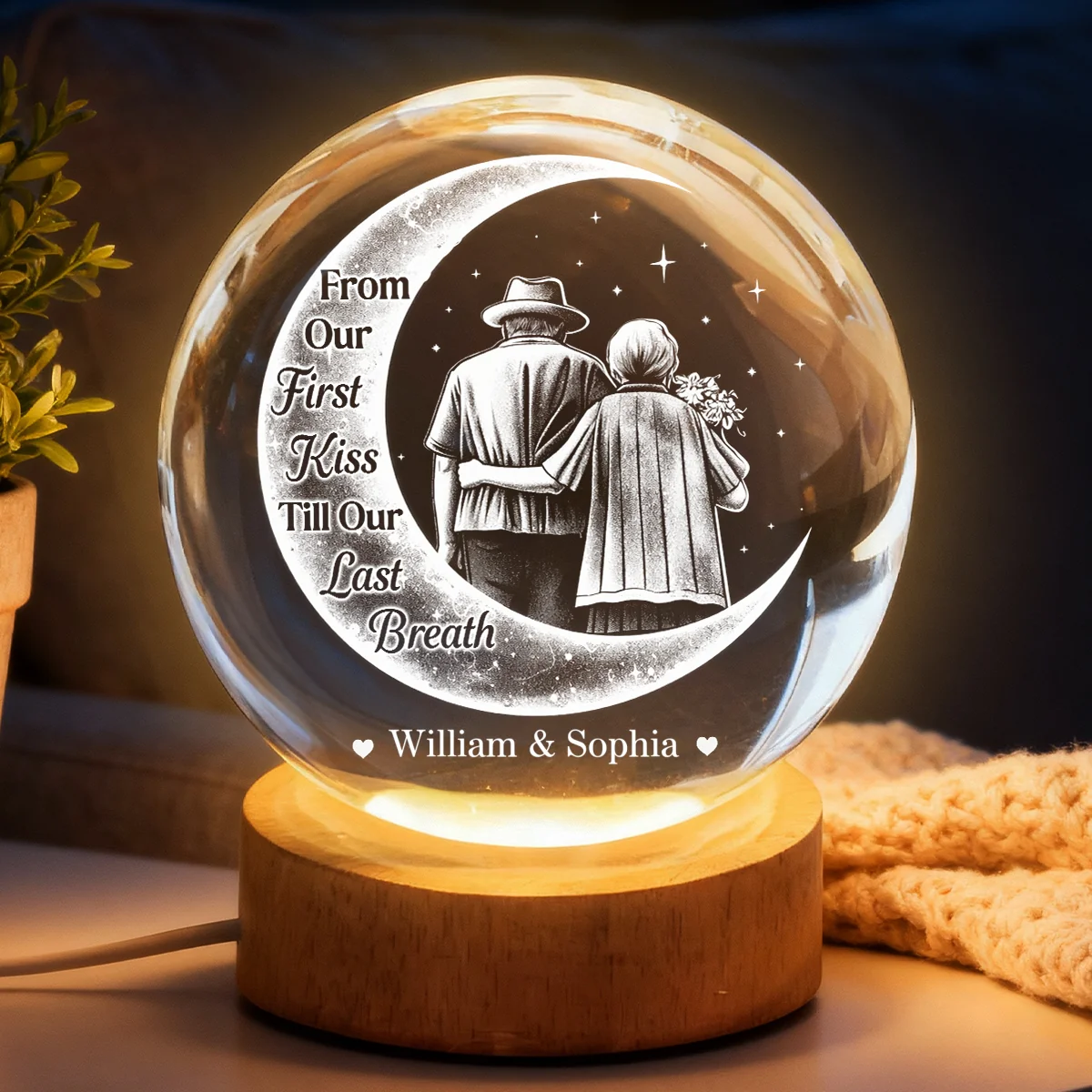 From Our 1st Kiss Till Our Last Breath - Personalized Crystal Ball LED Night Light - Heartfelt Valentine's Day Gift for Her, for Him, Couple Keepsake - Image 9