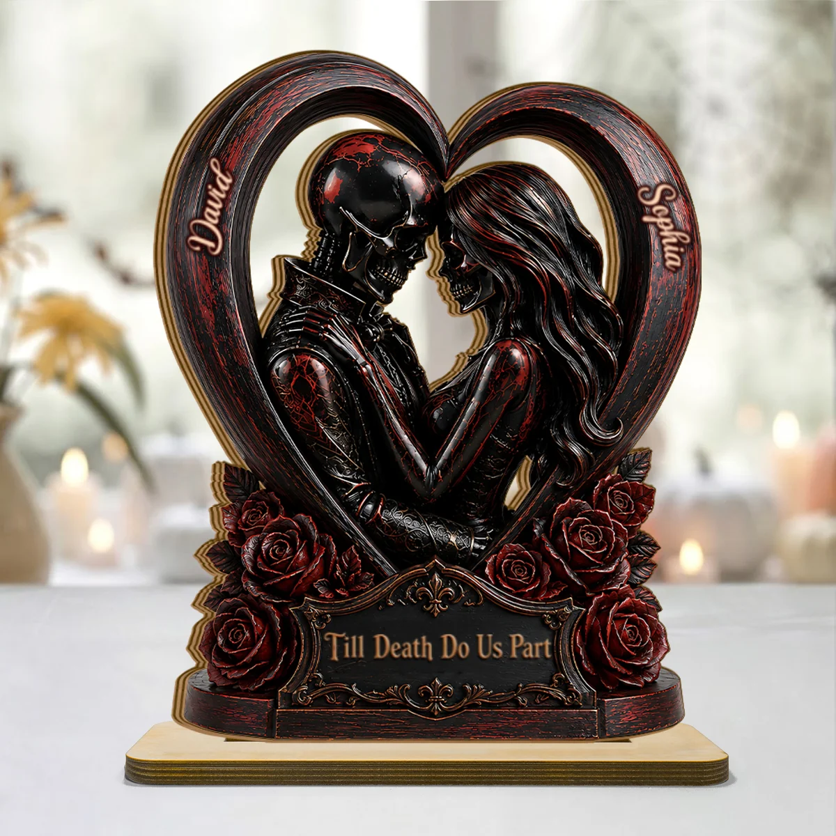 From Our First Kiss Til Our Last Breath Couple - Personalized 2-Layered Wooden Plaque - Halloween Decor Keepsake for Him, for Her - Image 9