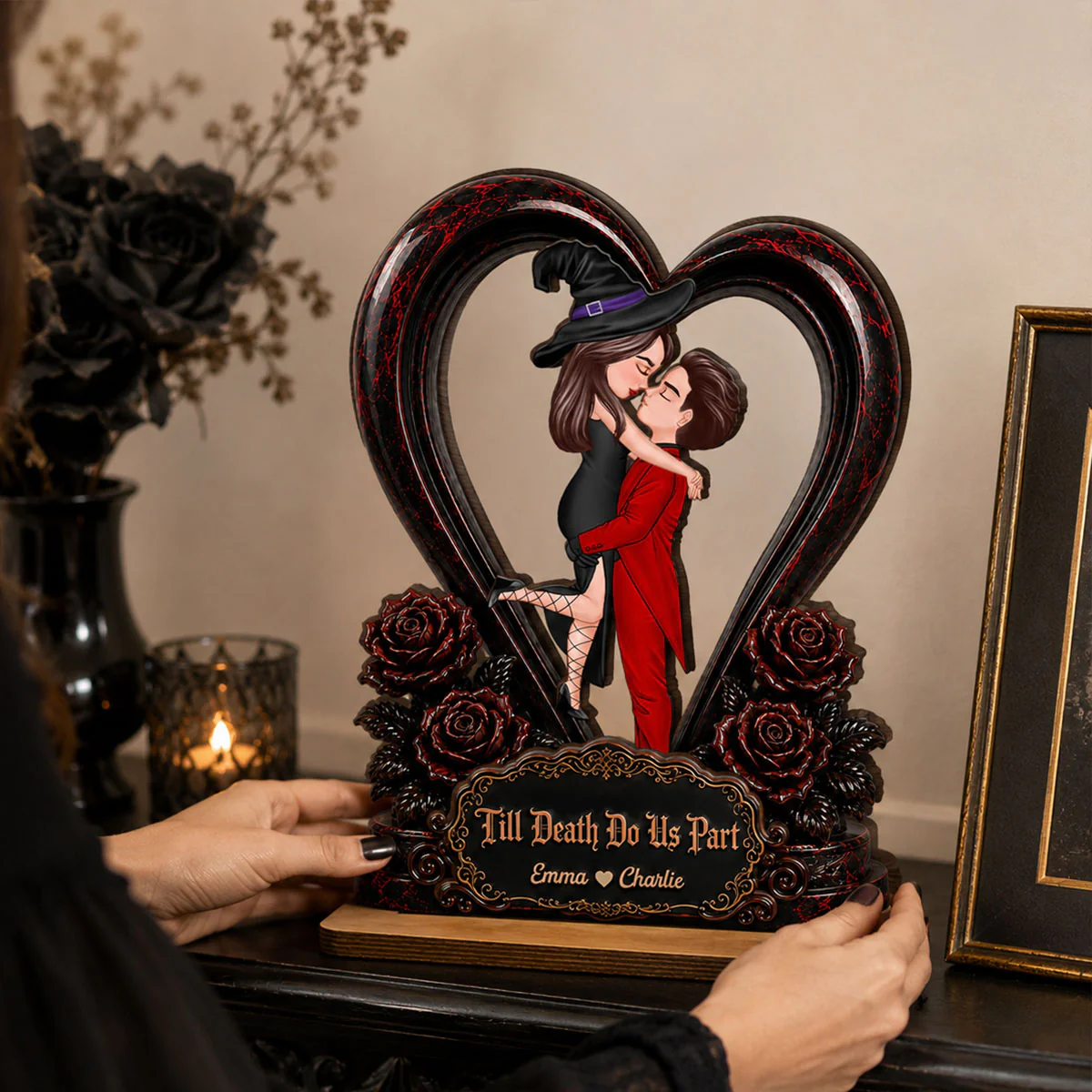 From Our First Kiss Til Our Last Breath Halloween Couple - Personalized 2-Layered Wooden Plaque - Heartfelt Keepsake for Him, for Her - Image 10