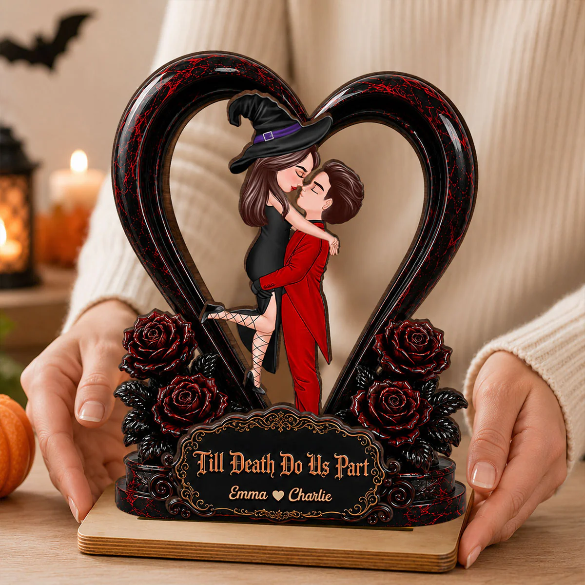 From Our First Kiss Til Our Last Breath Halloween Couple - Personalized 2-Layered Wooden Plaque - Heartfelt Keepsake for Him, for Her - Image 7