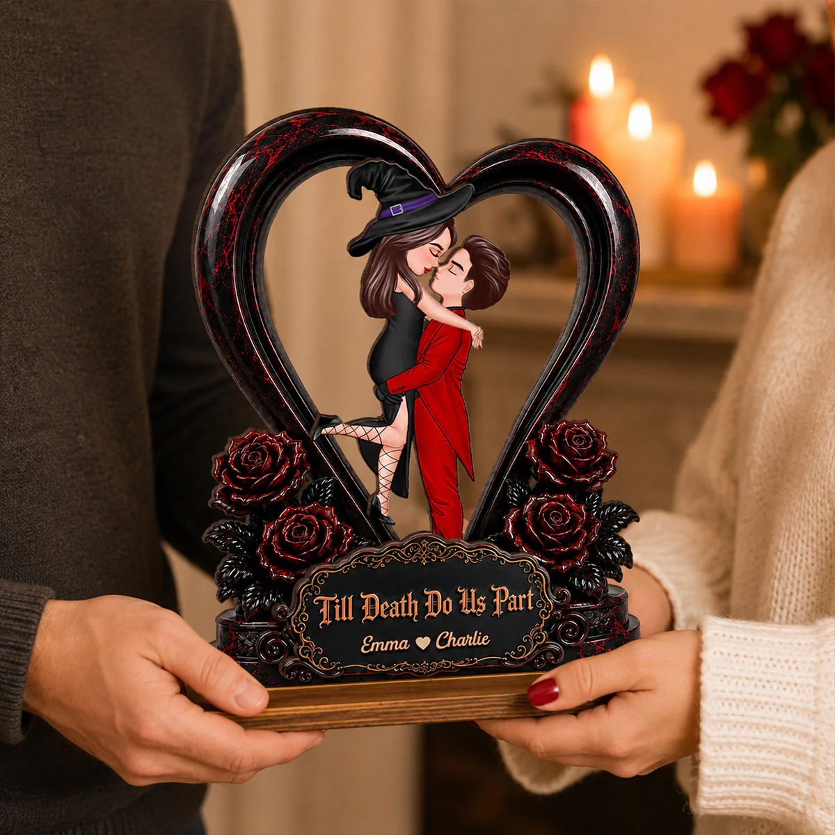 From Our First Kiss Til Our Last Breath Halloween Couple - Personalized 2-Layered Wooden Plaque - Heartfelt Keepsake for Him, for Her - Image 8