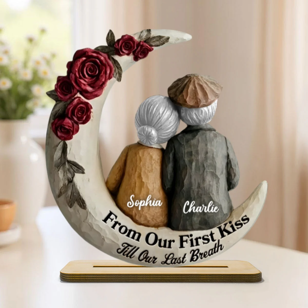 From Our First Kiss Till Our Last Breath Old Couple - Personalized Wooden Plaque - Gift For Him, Gift For Her - Image 11