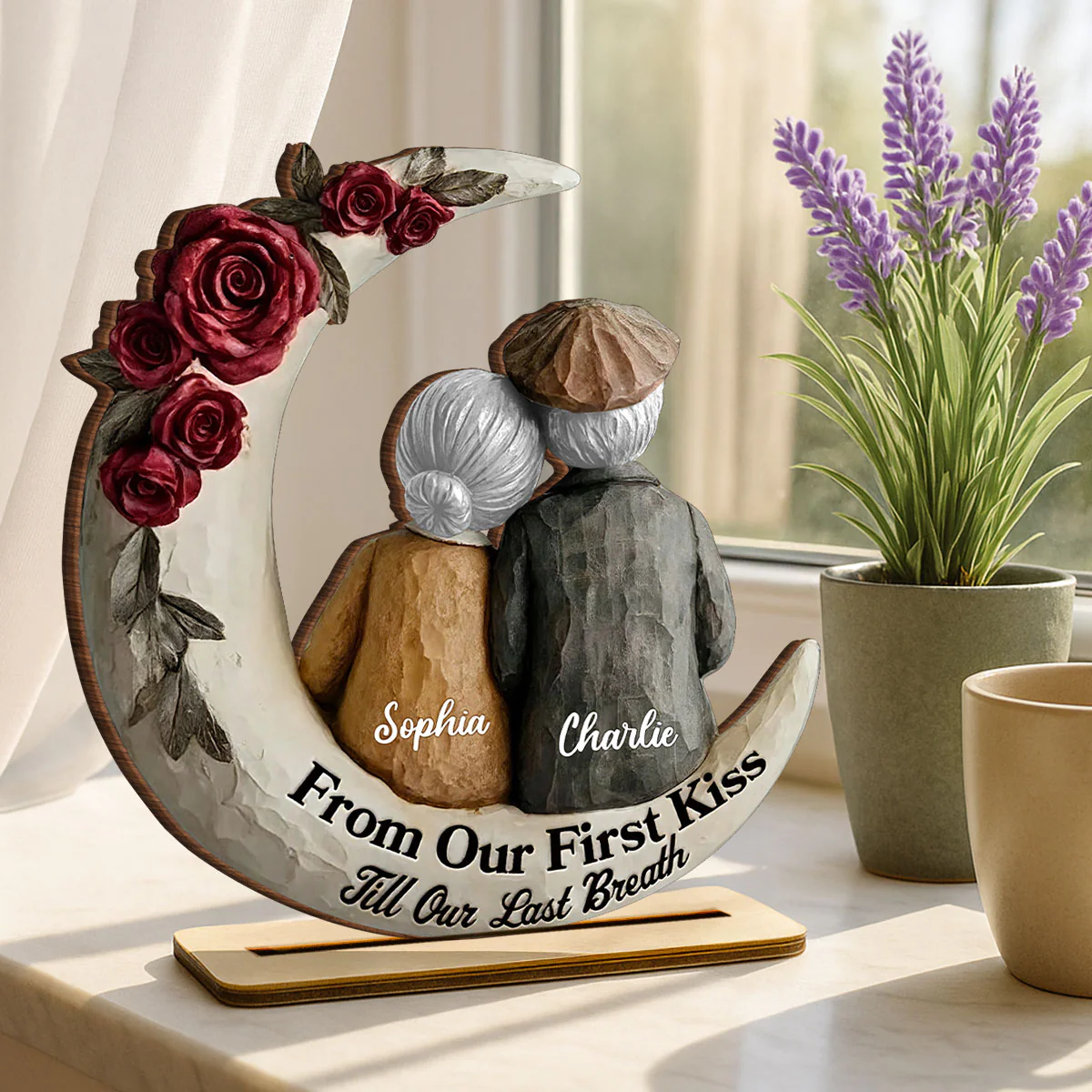 From Our First Kiss Till Our Last Breath Old Couple - Personalized Wooden Plaque - Gift For Him, Gift For Her - Image 3