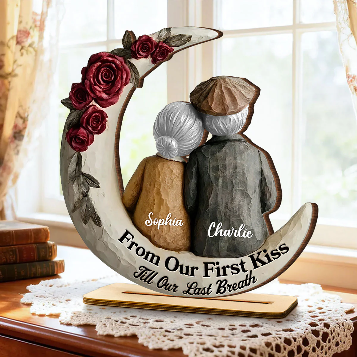 From Our First Kiss Till Our Last Breath Old Couple - Personalized Wooden Plaque - Gift For Him, Gift For Her - Image 5