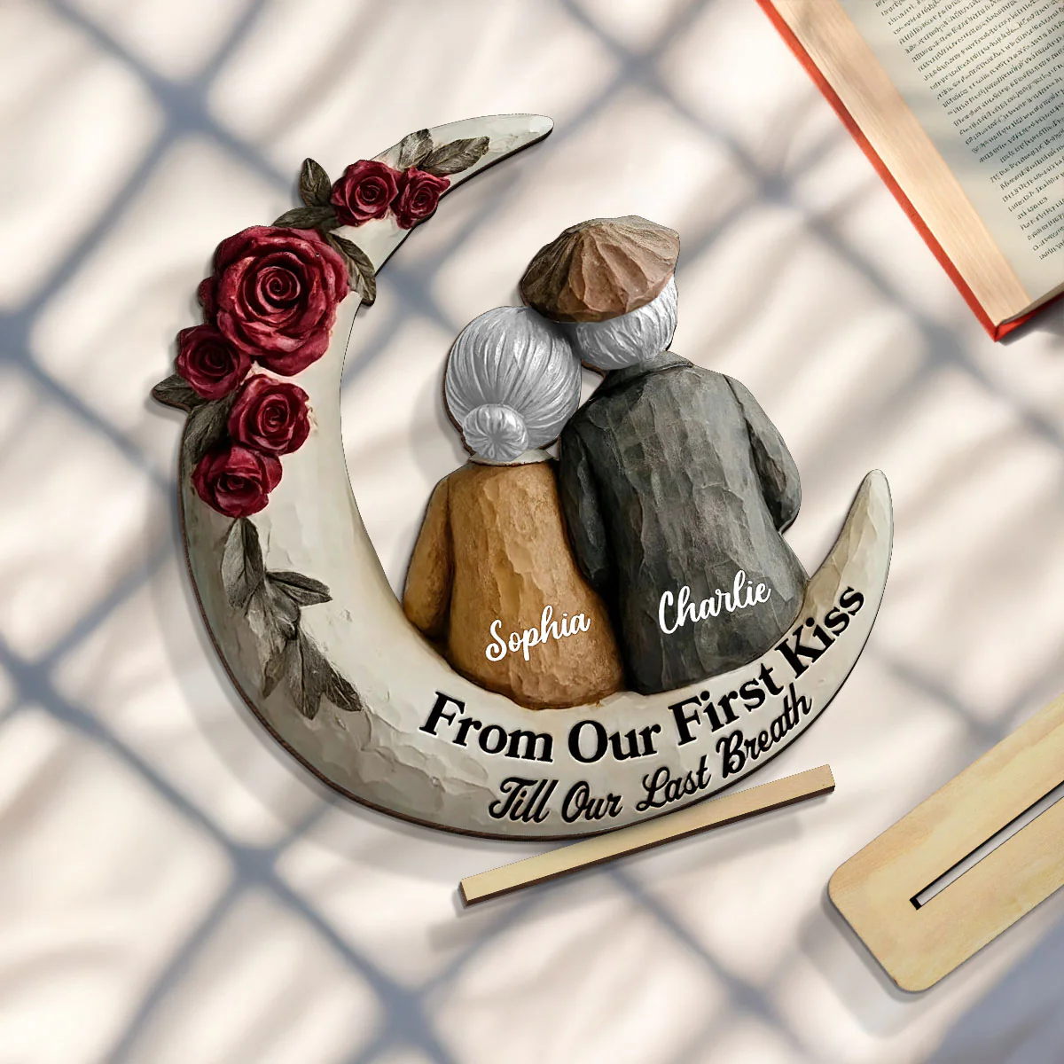 From Our First Kiss Till Our Last Breath Old Couple - Personalized Wooden Plaque - Gift For Him, Gift For Her - Image 6