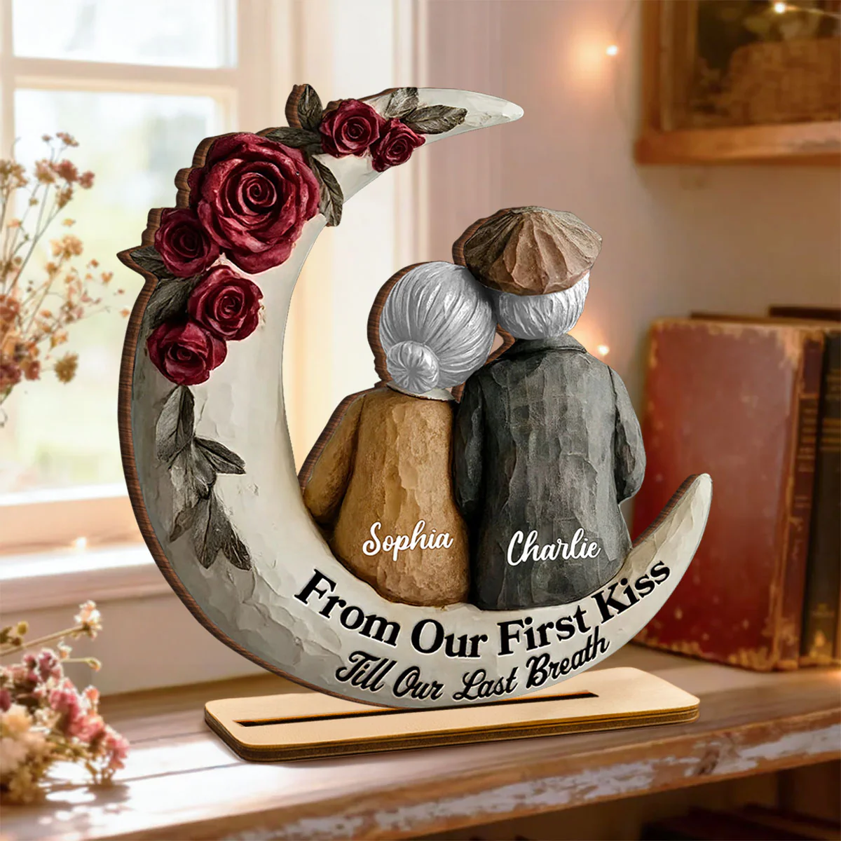 From Our First Kiss Till Our Last Breath Old Couple - Personalized Wooden Plaque - Gift For Him, Gift For Her - Image 8