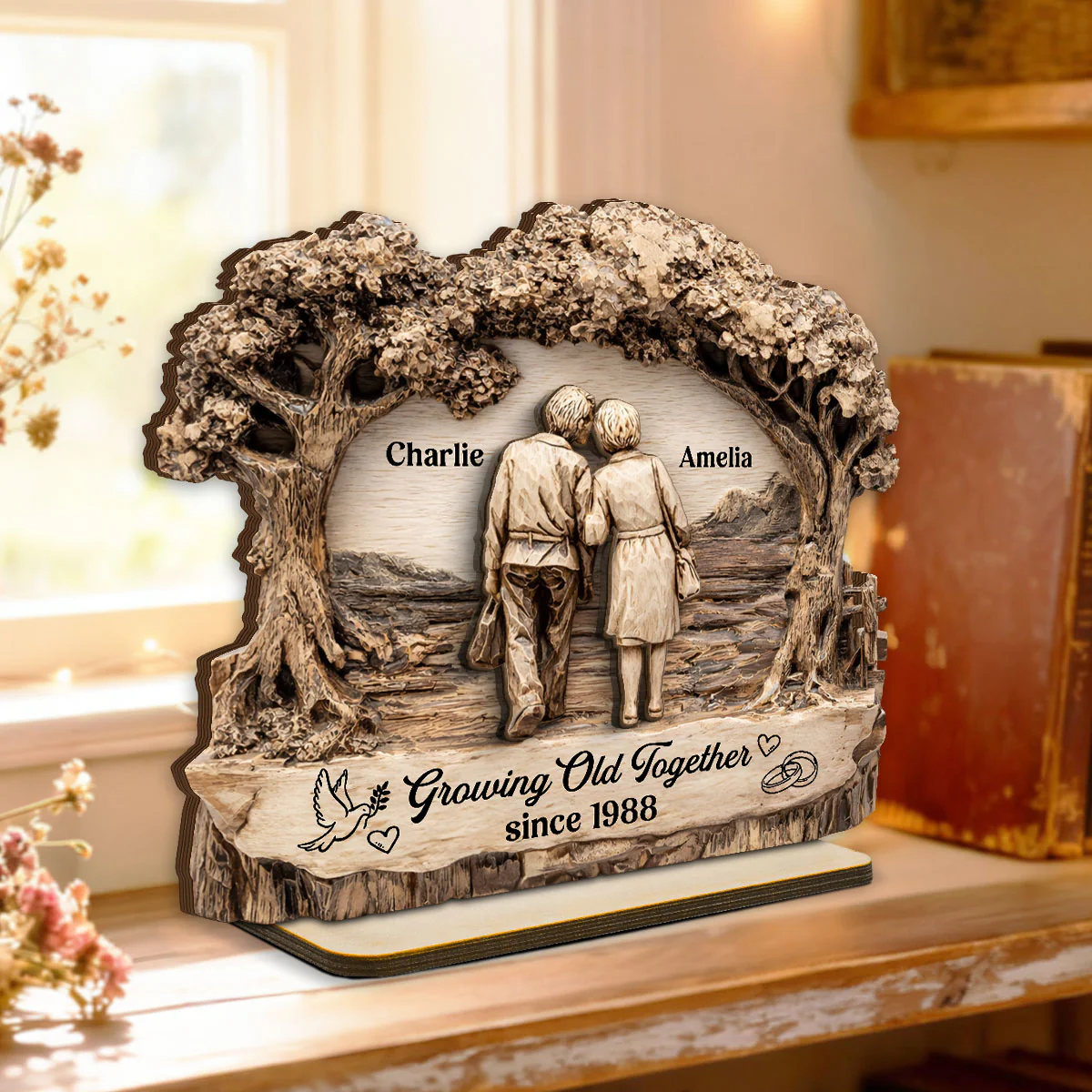 From Our First Kiss Till Our Last Breath - Personalized 2 Layer Standing Wooden Plaque - Gift for Couple - Image 3