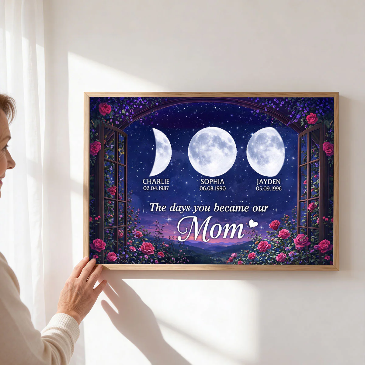 From The Window The Day You Became Mom Grandma Custom Birth Moon Phase - Personalized Poster - Mother's Day Gift For Mom, Grandma - Image 6