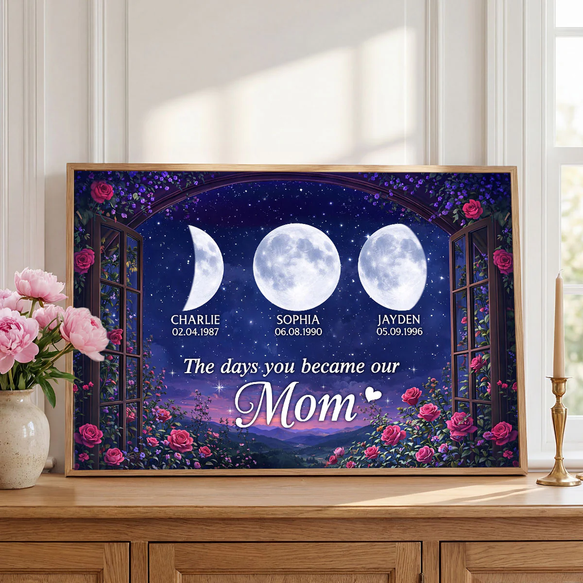 From The Window The Day You Became Mom Grandma Custom Birth Moon Phase - Personalized Poster - Mother's Day Gift For Mom, Grandma - Image 7