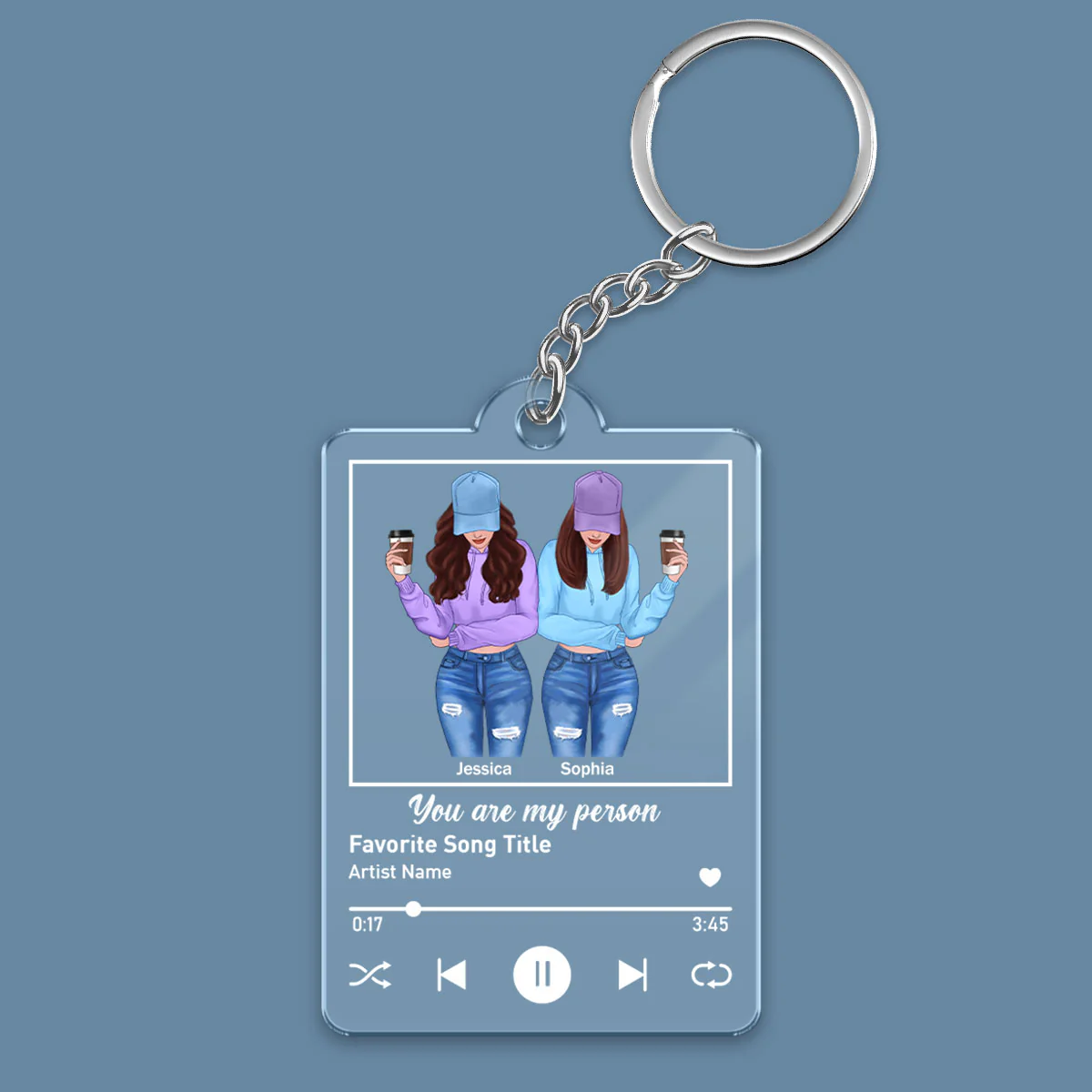 Front View Besties Favorite Song Personalized Acrylic Keychain