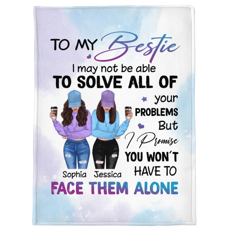 Front View Besties To My Bestie Gift For Best Friends Personalized Fleece Blanket - Image 5
