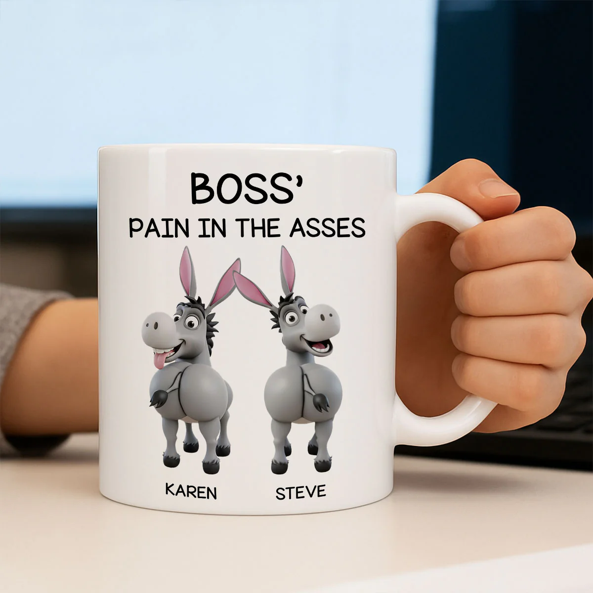Funny Boss Christmas Pain in the Asses - Personalized Mug - Custom Employee Gift Exchange, White Elephant Gift - Image 4