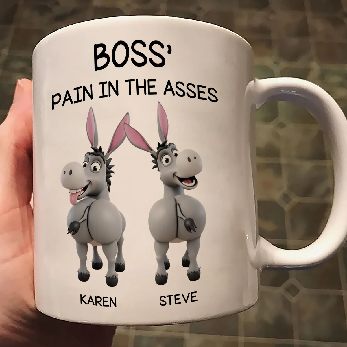 Funny Boss Christmas Pain in the Asses - Personalized Mug - Custom Employee Gift Exchange, White Elephant Gift - Image 6