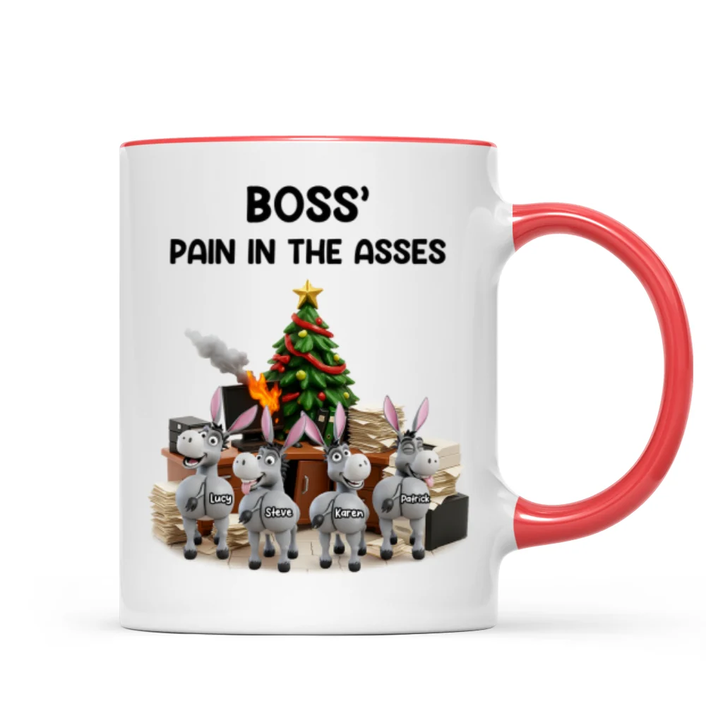 Funny Boss Christmas Pain in the Asses - Personalized Mug - Custom Employee Gift Exchange, White Elephant Gift - Image 10