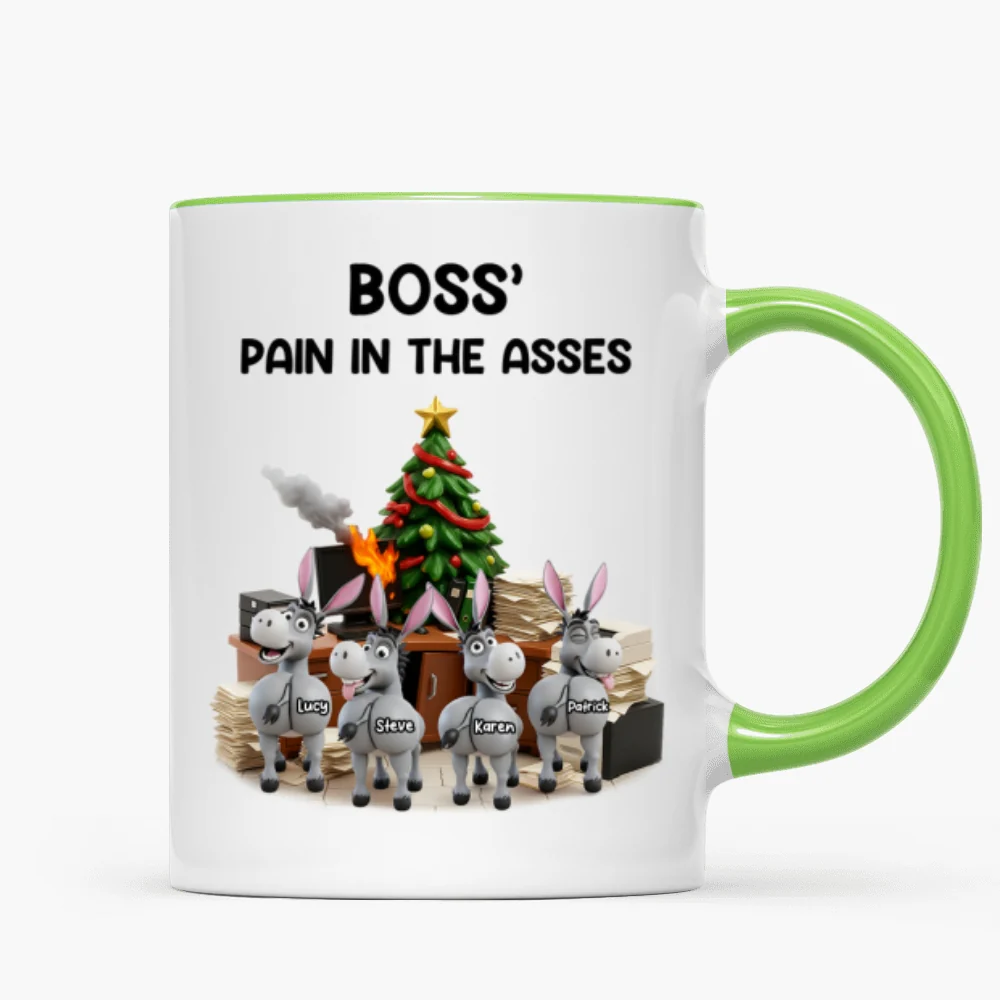 Funny Boss Christmas Pain in the Asses - Personalized Mug - Custom Employee Gift Exchange, White Elephant Gift - Image 13