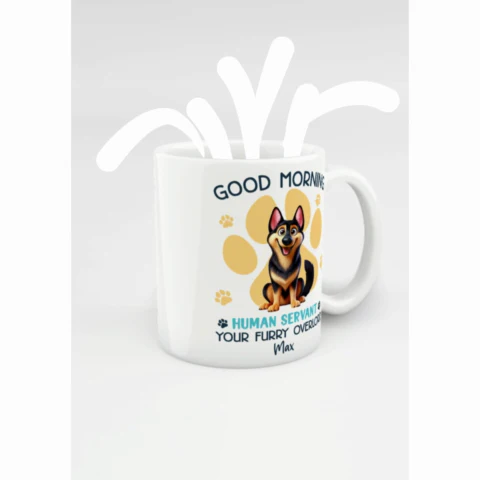 Funny Cartoon Dogs Good Morning Dog Human Servant Personalized Mug, Funny Gift For Dog Lovers - Image 2