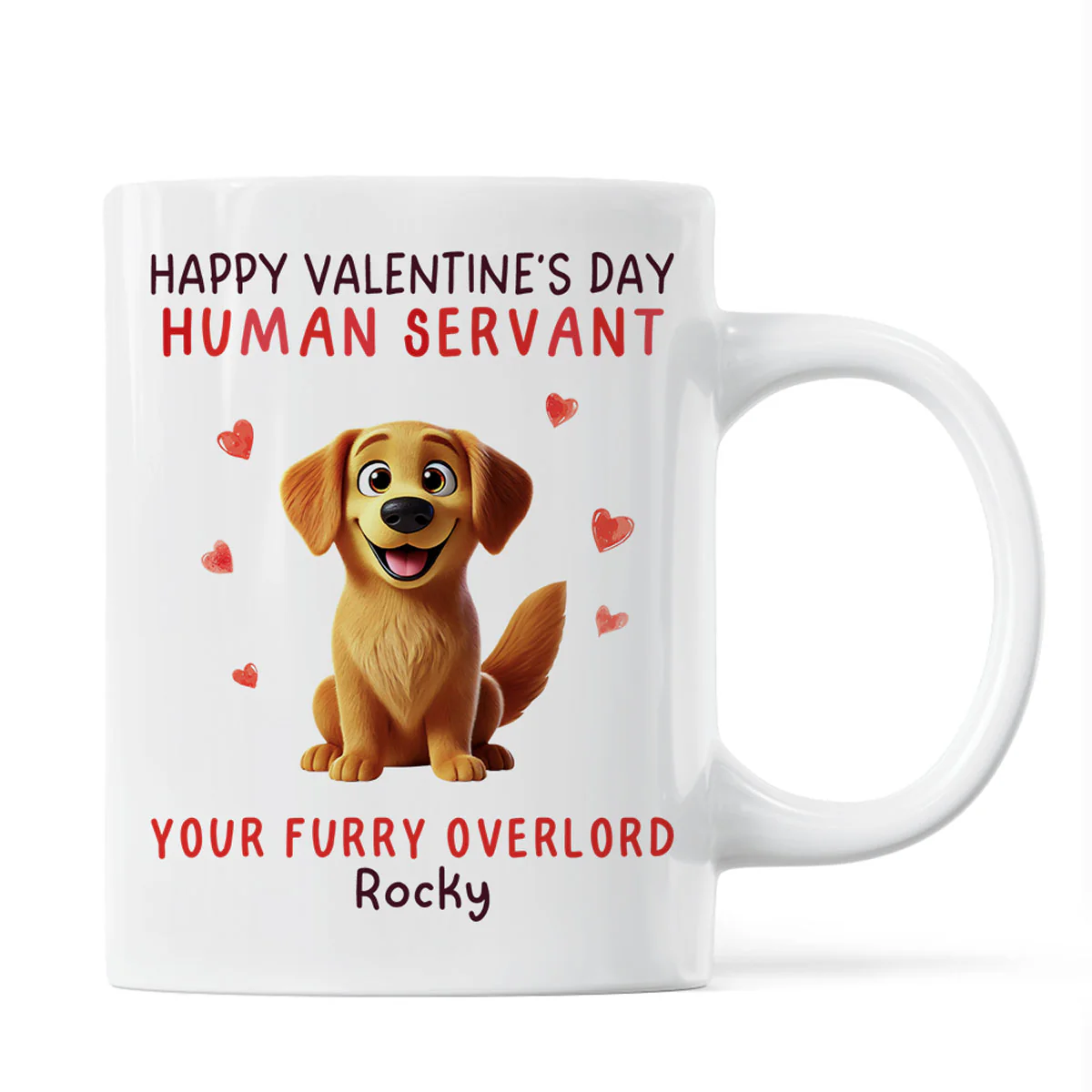 Funny Cartoon Dogs Happy Dog Human Servant Personalized Mug, Funny Gift For Dog Lovers