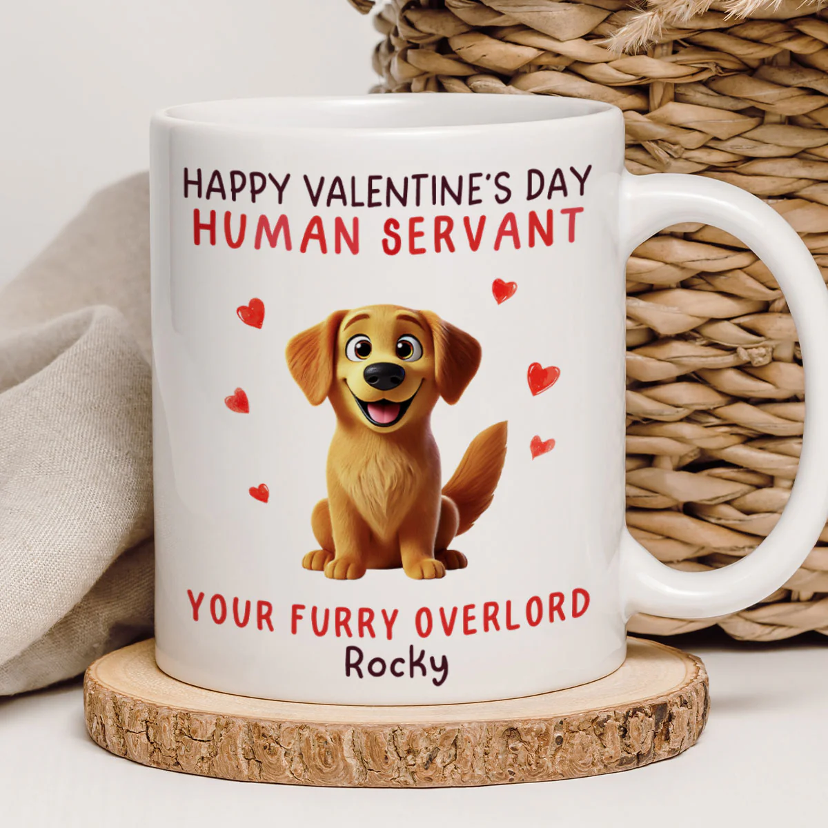 Funny Cartoon Dogs Happy Dog Human Servant Personalized Mug, Funny Gift For Dog Lovers - Image 3