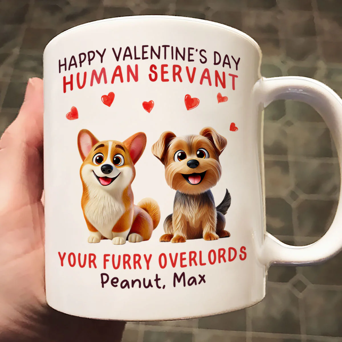 Funny Cartoon Dogs Happy Dog Human Servant Personalized Mug, Funny Gift For Dog Lovers - Image 5