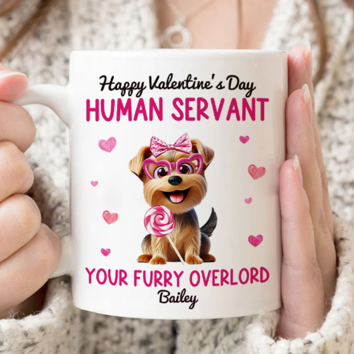 Funny Cartoon Dogs Happy Human Servant Personalized Mug, Gift For Dog Lovers, Dog Moms - Image 6