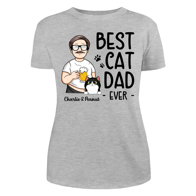 Funny Cartoon Man Best Cat Dad Ever Personalized Shirt - Image 10