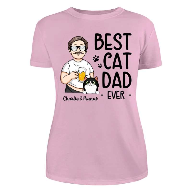 Funny Cartoon Man Best Cat Dad Ever Personalized Shirt - Image 11