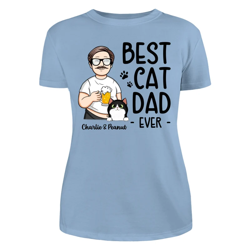 Funny Cartoon Man Best Cat Dad Ever Personalized Shirt - Image 12