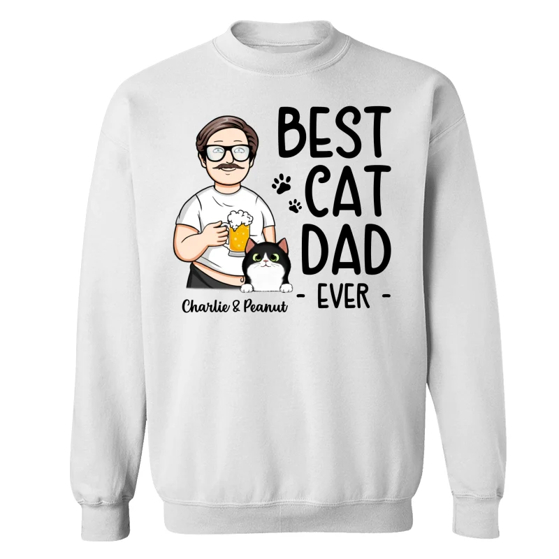 Funny Cartoon Man Best Cat Dad Ever Personalized Shirt - Image 17