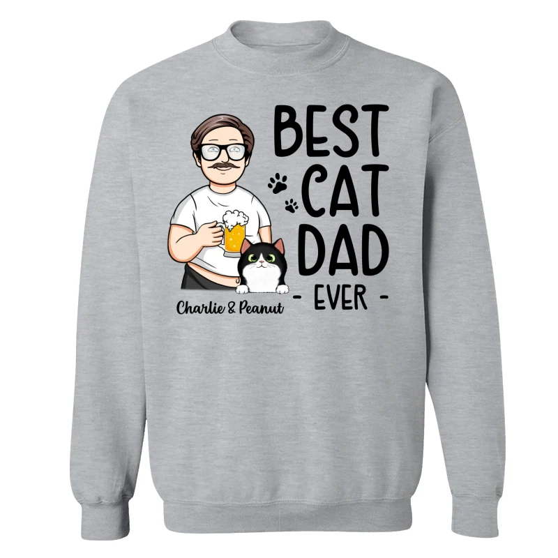 Funny Cartoon Man Best Cat Dad Ever Personalized Shirt - Image 18
