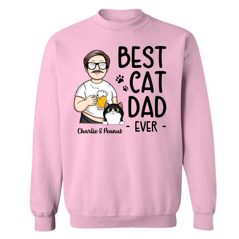 Funny Cartoon Man Best Cat Dad Ever Personalized Shirt - Image 19
