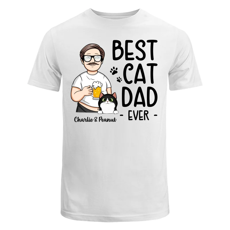 Funny Cartoon Man Best Cat Dad Ever Personalized Shirt - Image 5