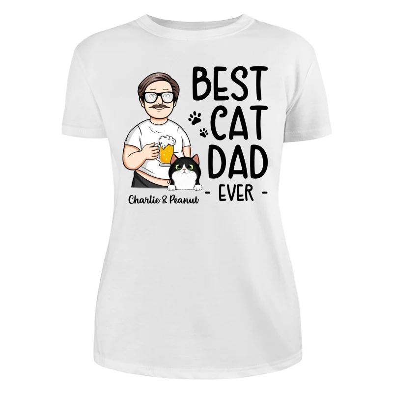 Funny Cartoon Man Best Cat Dad Ever Personalized Shirt - Image 9