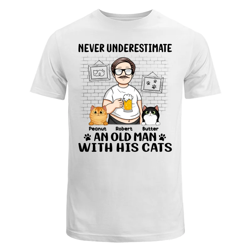 Funny Cartoon Man Never Underestimate An Old Man With Cats Personalized Shirt - Image 5