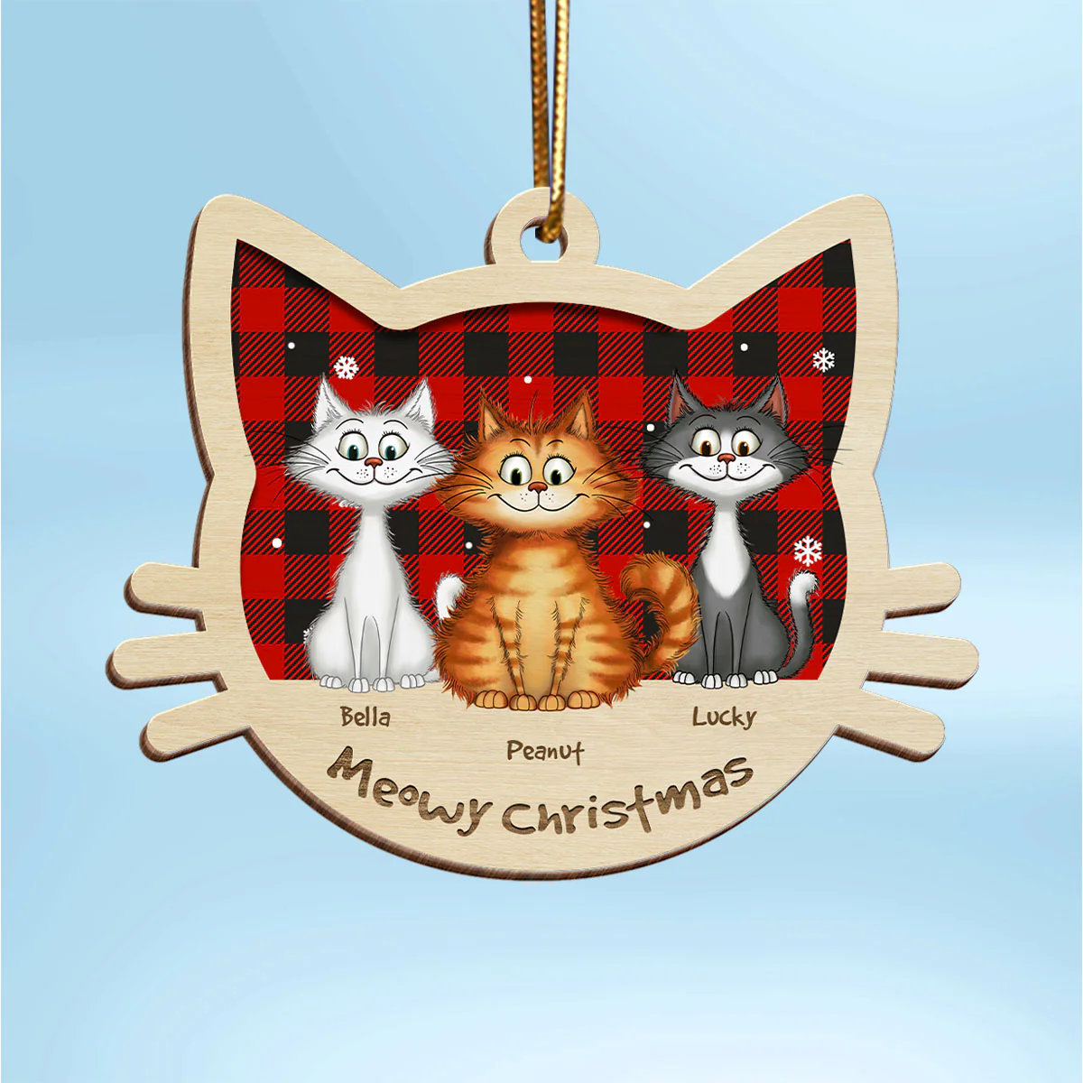 Funny Cat Christmas Wooden Ornament, Personalized Christmas Cat Ornament, Christmas Gift For Cat Lovers - Image 2