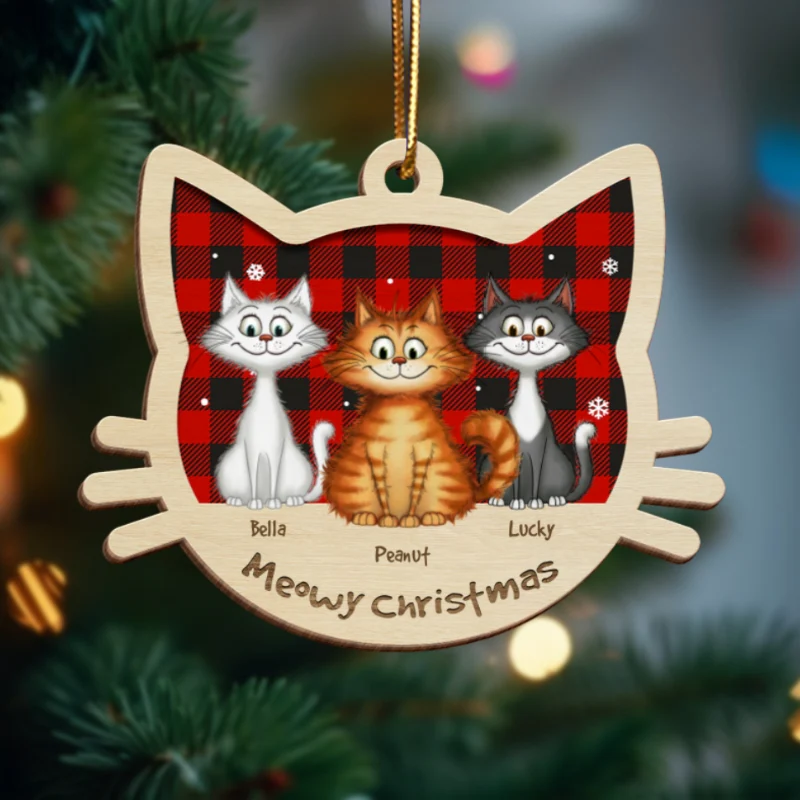 Funny Cat Christmas Wooden Ornament, Personalized Christmas Cat Ornament, Christmas Gift For Cat Lovers - Image 7