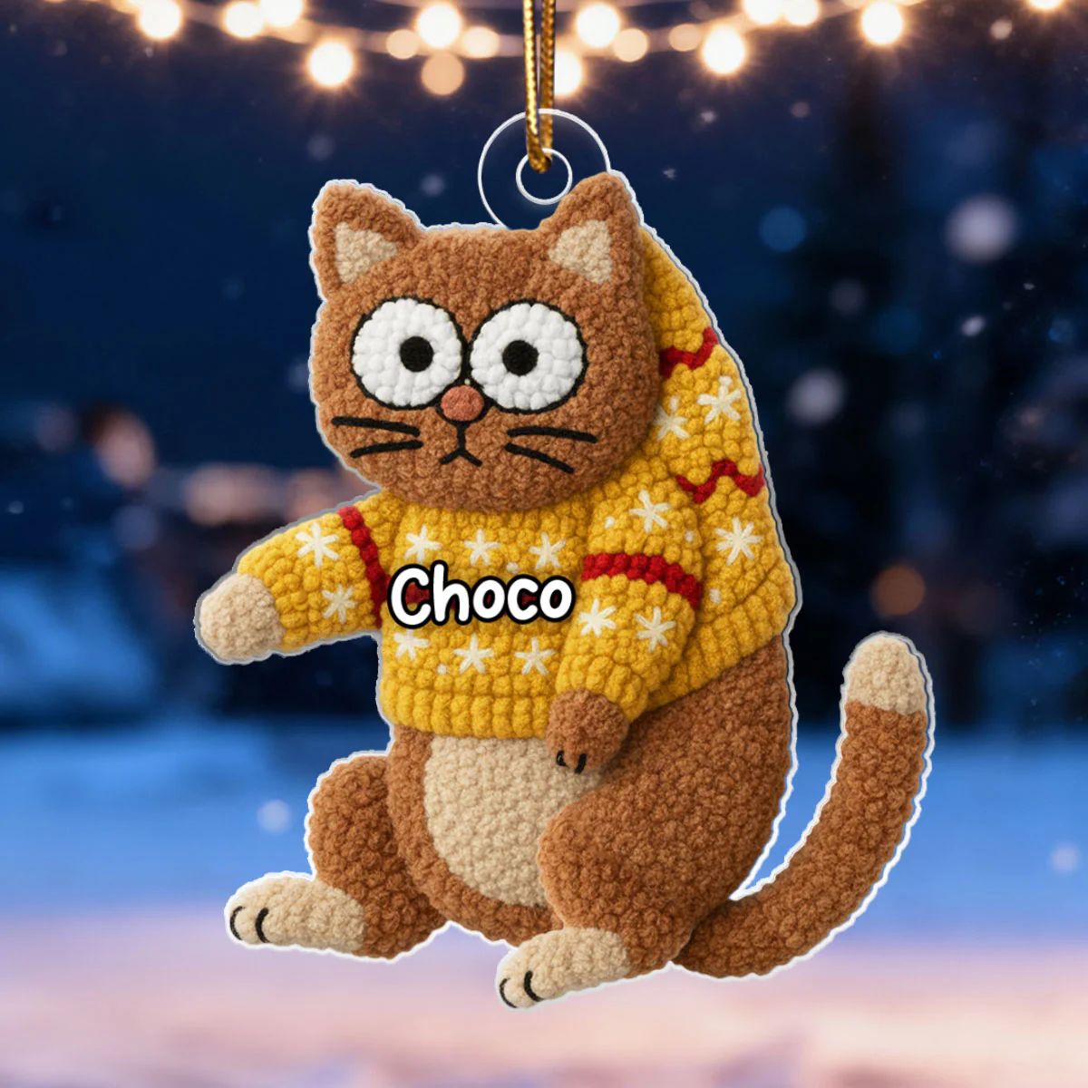 Funny Cat Hanging Latch Hook Yarn Faux - Personalized Acrylic Ornament - Christmas Gift for Cat Lovers - Image 7