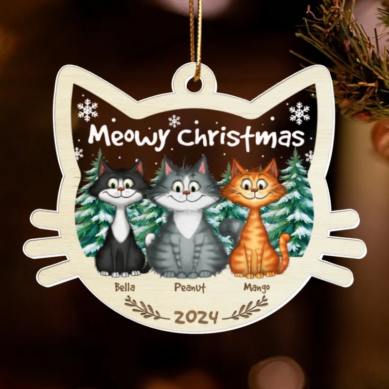 Funny Cat Personalized Christmas 2024 Acrylic Ornament, Custom Meowy Christmas Ornament, Christmas Gift For Cat Lover, Cat Mom Christmas Decor - Image 11