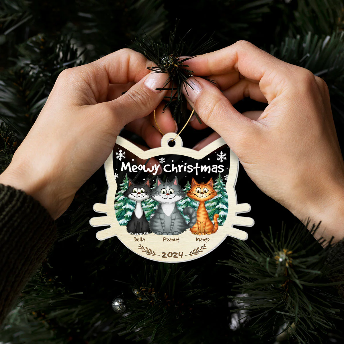 Funny Cat Personalized Christmas 2024 Acrylic Ornament, Custom Meowy Christmas Ornament, Christmas Gift For Cat Lover, Cat Mom Christmas Decor - Image 4