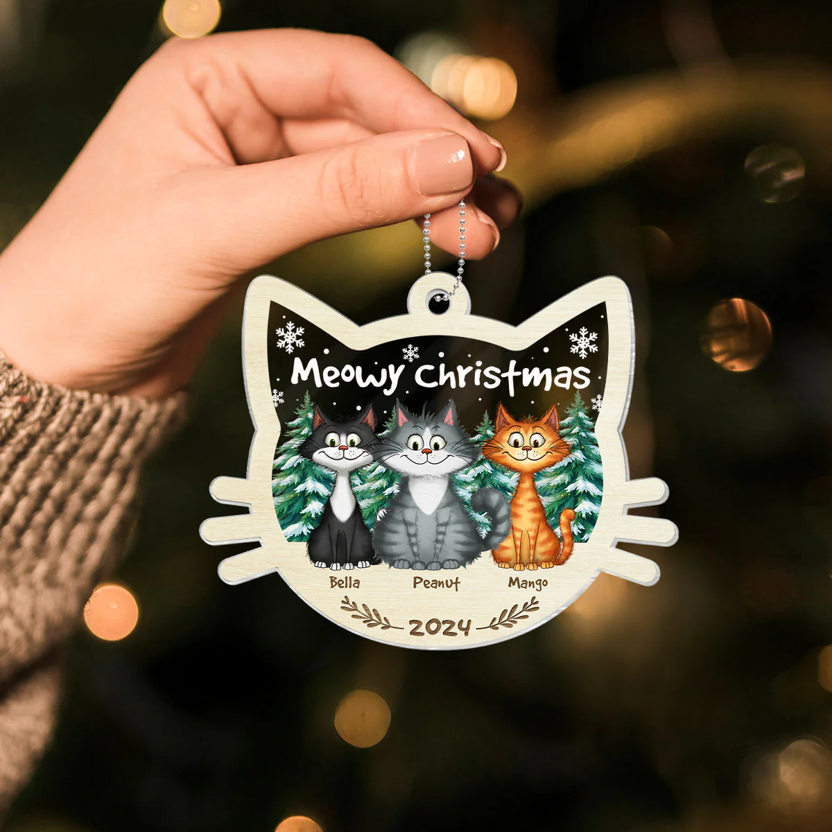 Funny Cat Personalized Christmas 2024 Acrylic Ornament, Custom Meowy Christmas Ornament, Christmas Gift For Cat Lover, Cat Mom Christmas Decor - Image 5