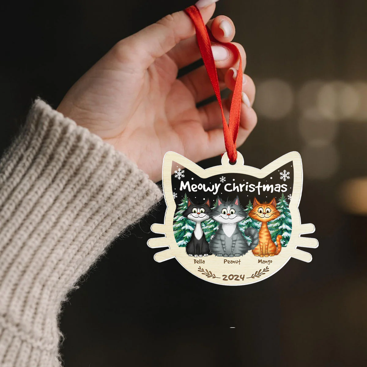 Funny Cat Personalized Christmas 2024 Acrylic Ornament, Custom Meowy Christmas Ornament, Christmas Gift For Cat Lover, Cat Mom Christmas Decor - Image 6
