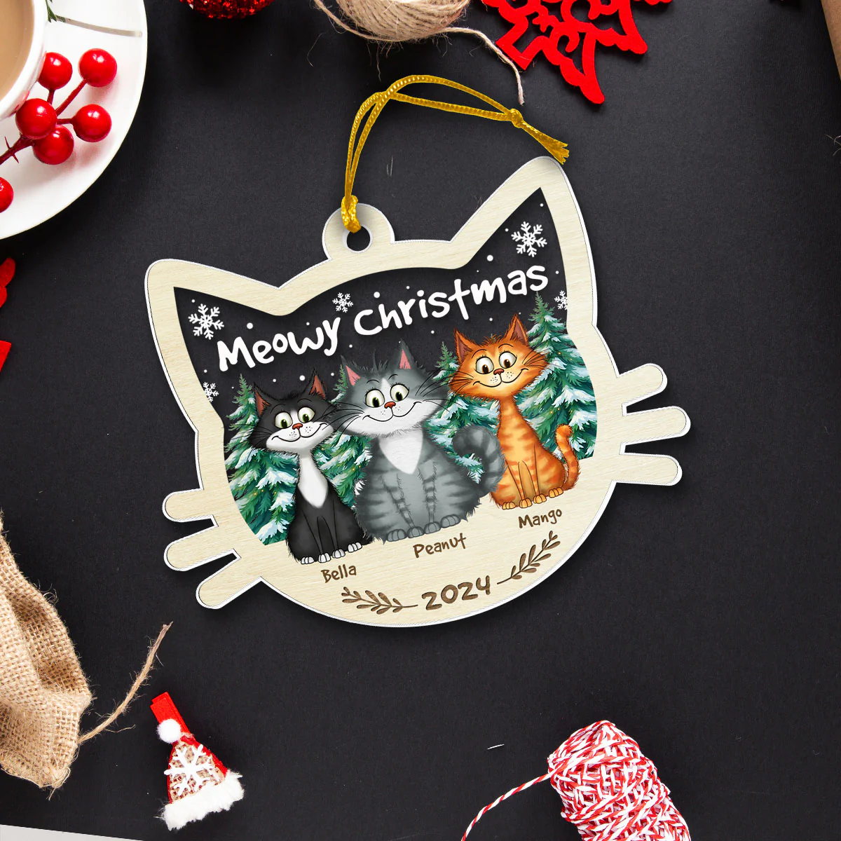 Funny Cat Personalized Christmas 2024 Acrylic Ornament, Custom Meowy Christmas Ornament, Christmas Gift For Cat Lover, Cat Mom Christmas Decor - Image 7