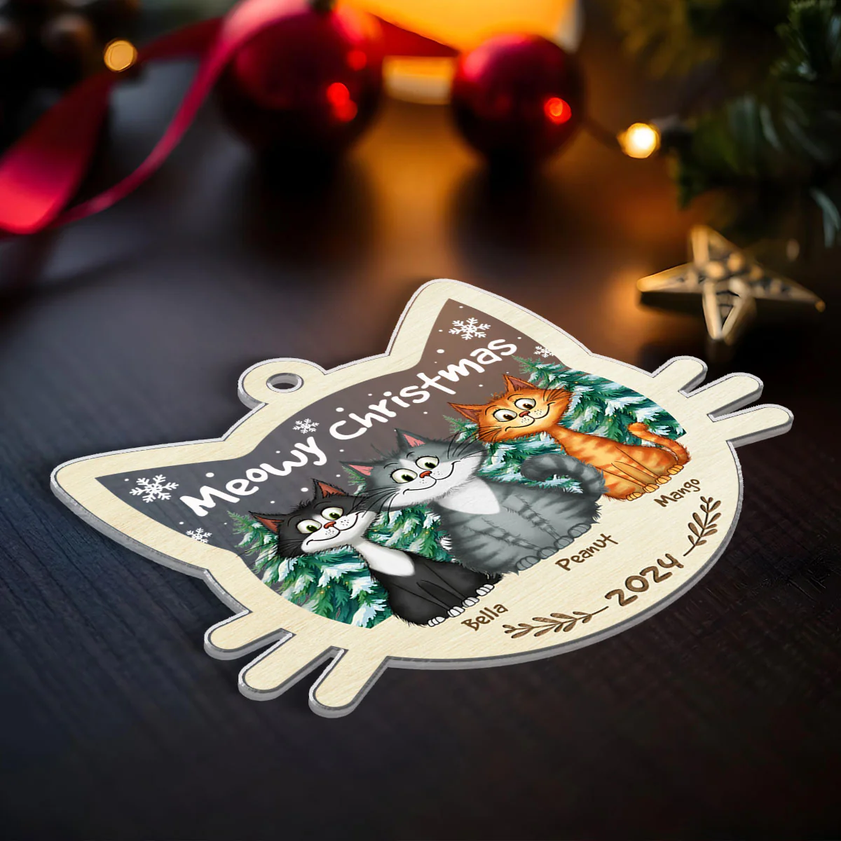 Funny Cat Personalized Christmas 2024 Acrylic Ornament, Custom Meowy Christmas Ornament, Christmas Gift For Cat Lover, Cat Mom Christmas Decor - Image 8