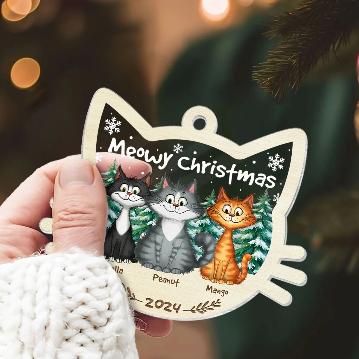 Funny Cat Personalized Christmas 2024 Acrylic Ornament, Custom Meowy Christmas Ornament, Christmas Gift For Cat Lover, Cat Mom Christmas Decor - Image 9