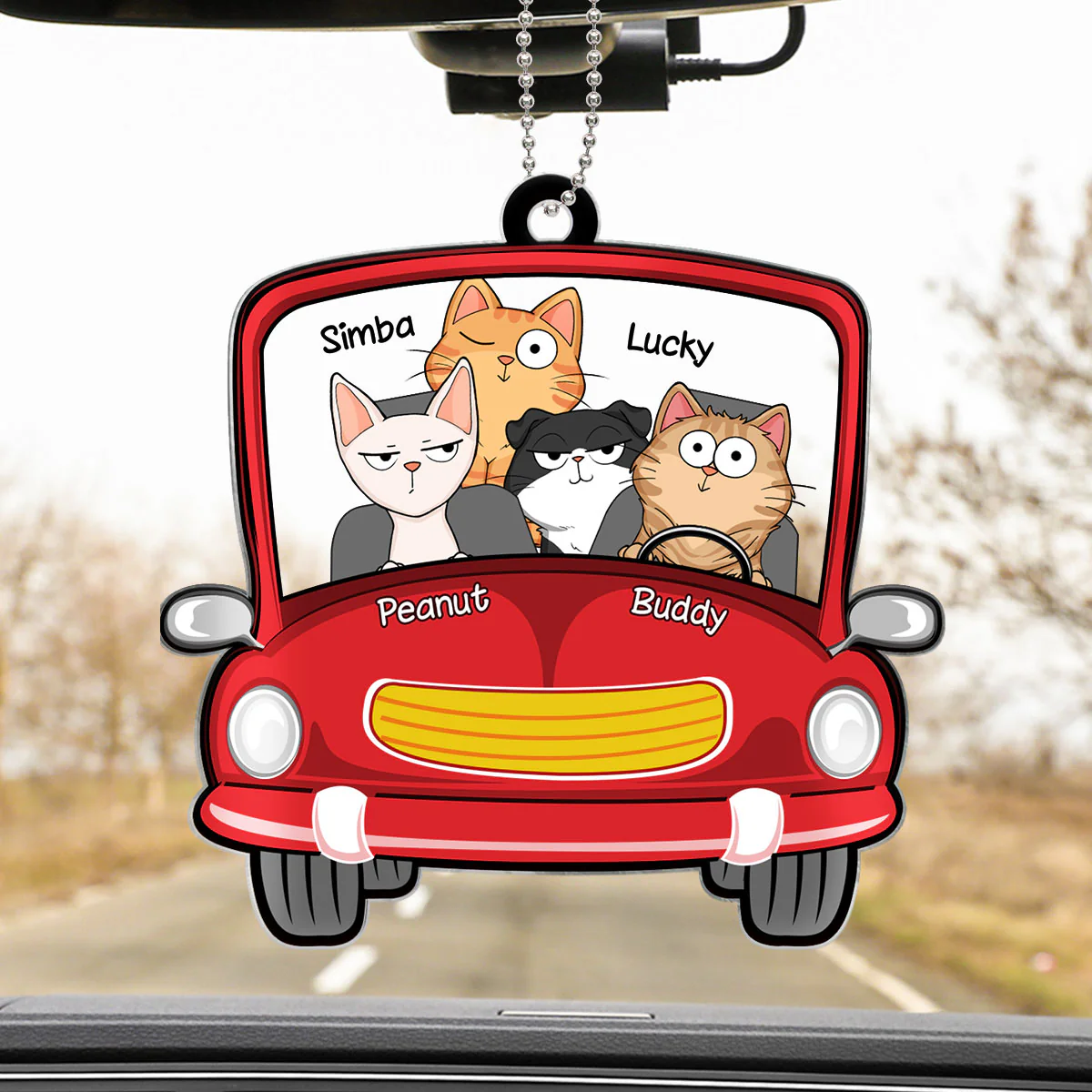 Funny Cats Expression On Car Personalized Acrylic Car Hanger
