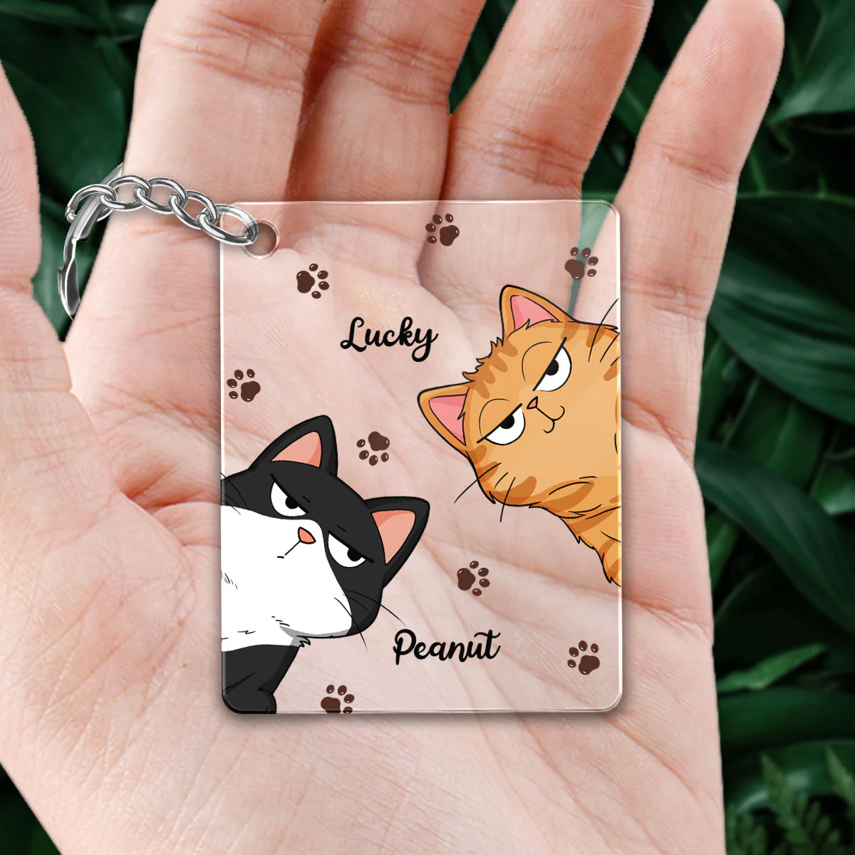 Funny Cats Expressions Paw Pattern Personalized Acrylic Keychain - Image 2
