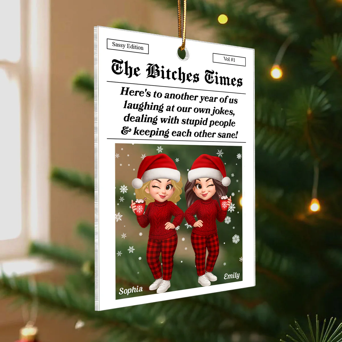 Funny Christmas Pretty Besties Magazine Edition - Personalized Acrylic Ornament - Gift For Best Friends - Image 3