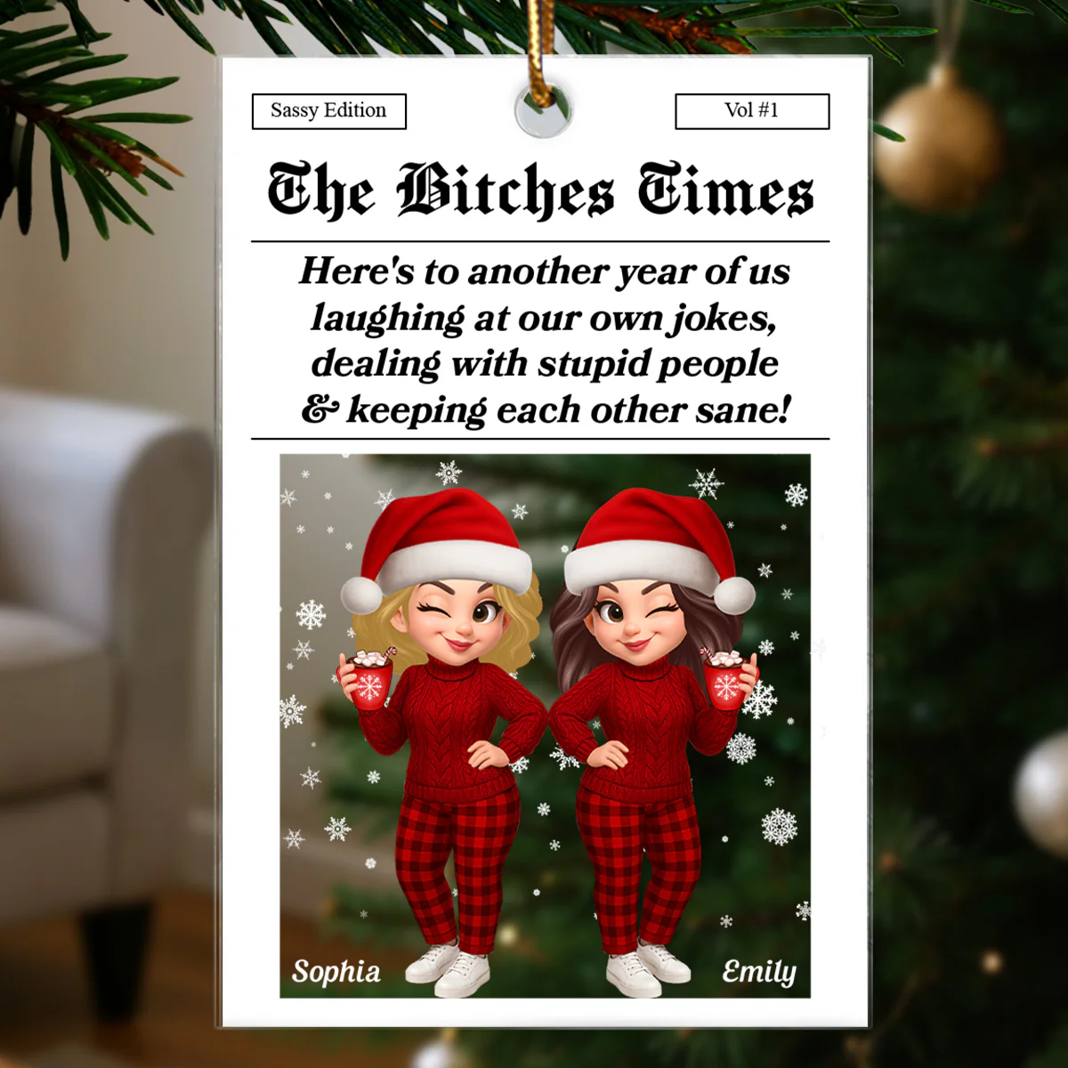 Funny Christmas Pretty Besties Magazine Edition - Personalized Acrylic Ornament - Gift For Best Friends - Image 4