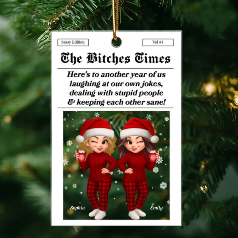 Funny Christmas Pretty Besties Magazine Edition - Personalized Acrylic Ornament - Gift For Best Friends - Image 7