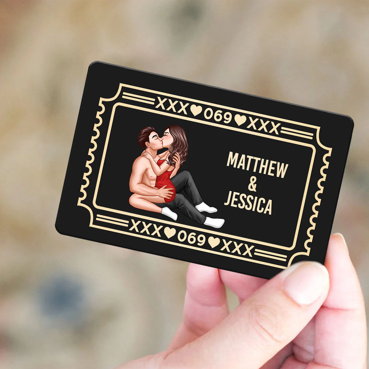 Funny Inappropriate Couple Pound Town Ticket - Personalized Metal Wallet Card - Gift For Him, Gift For Her - Image 2