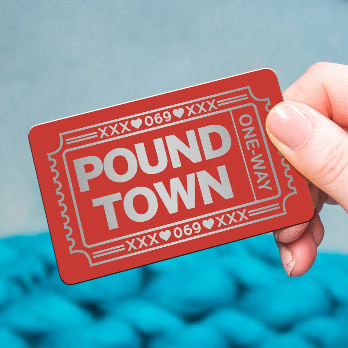 Funny Inappropriate Couple Pound Town Ticket - Personalized Metal Wallet Card - Gift For Him, Gift For Her - Image 3